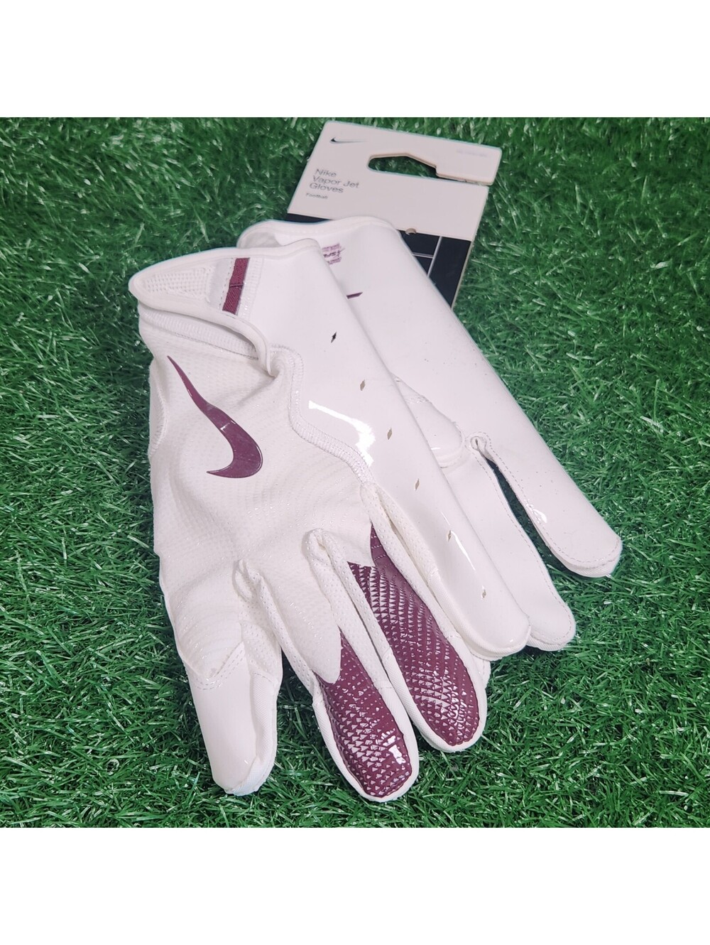 Nike Vapor Jet 8.0 Football Gloves White Maroon Men's Size 3XL XXXL Magnigrip